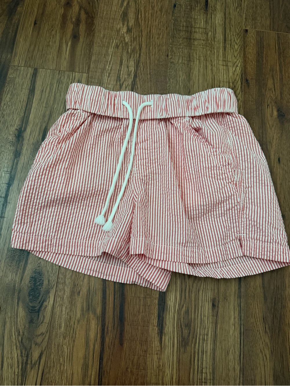 Kohl's Red and White Striped High Waist Drawstring Shorts